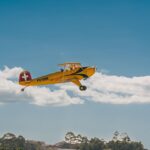 Festejos do 73º aniversário do Aeroclube de Canela no pátio do aeroclube com pessoas se divertindo, aviões chegando e saindo